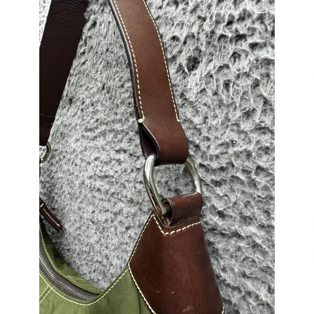 Dooney & Bourke Women's Nylon Brown Leather Strap‎ Hobo Shoulder Bag Army Green
